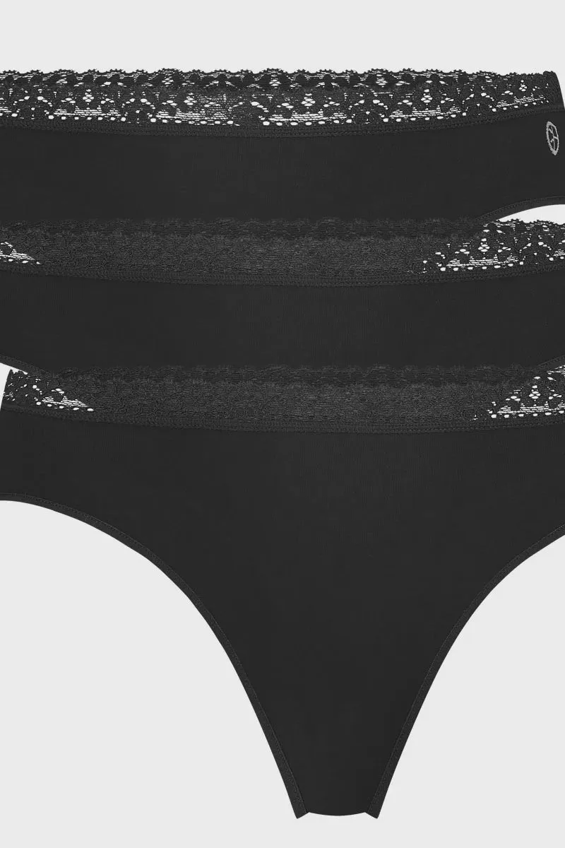 Bamboo Basics Ladies BB Amber Seamless Thong With Lace Edge 3-pack