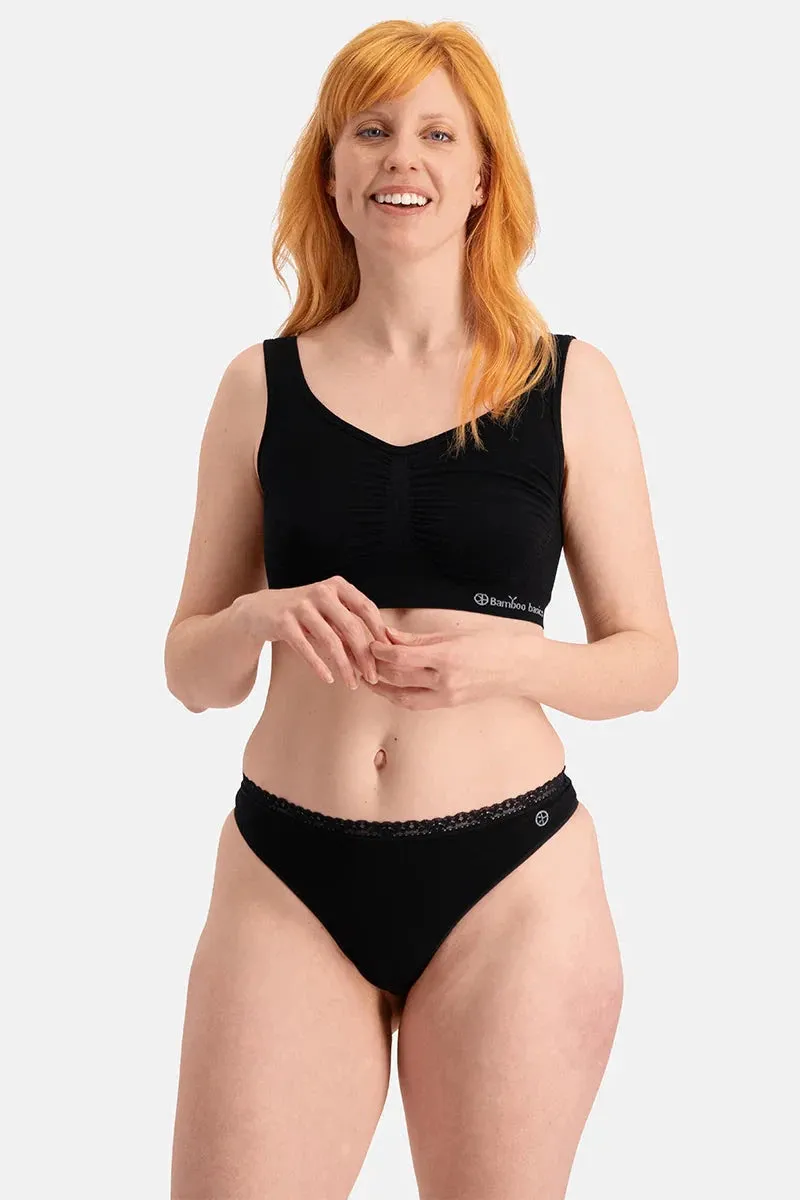 Bamboo Basics Ladies BB Amber Seamless Thong With Lace Edge 3-pack