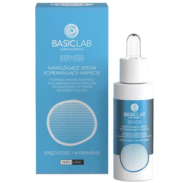 BasicLab Moisturizing Serum Improving Tightness with 3% Hyaluronic Acid, 5% Amino Acid Complex & 15% Biomimetic Peptide Complex 30ml