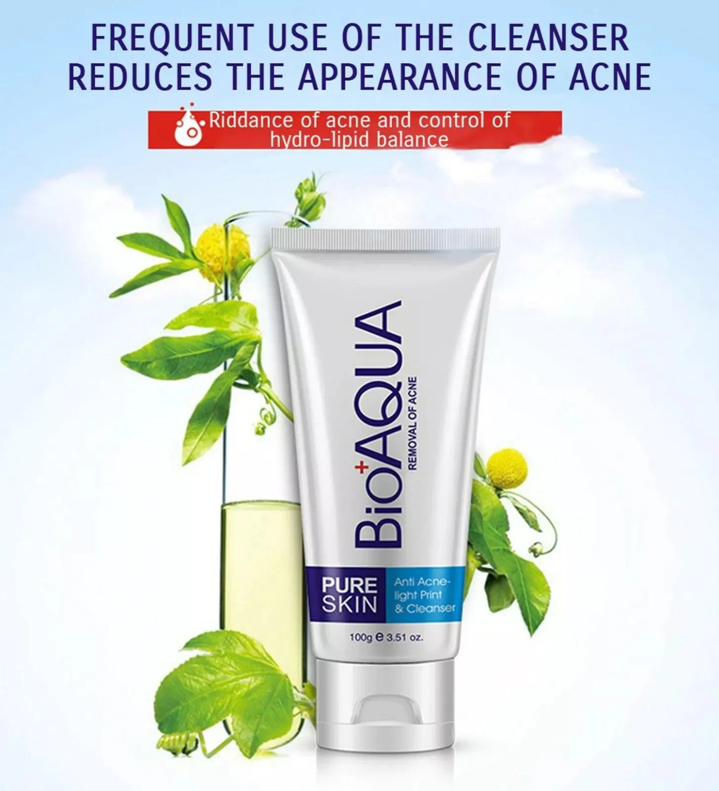 BIOAQUA Skin Care Acne Face Removal Cleanser Cream Spots Scar Blemish Mark 100g
