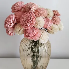 Blush Flush Sholapith DIY Flower Bunch | 1.33 feet |Vase Not Included | 40 Flower Heads