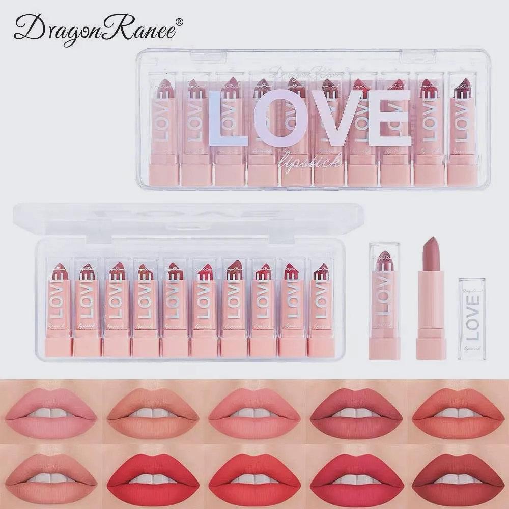 Dragon Ranee - 10 Mini Matte Velvet Long-lasting Lipsticks Set