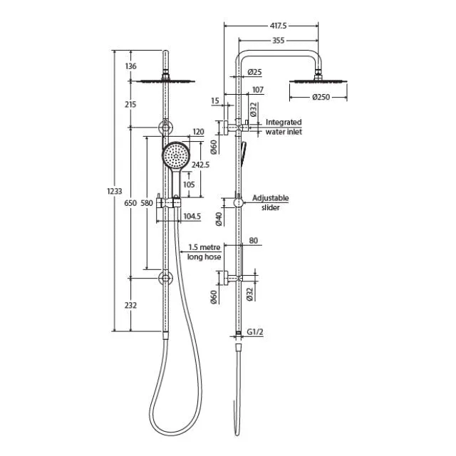 Fienza Kaya Twin Rail Shower Matte White