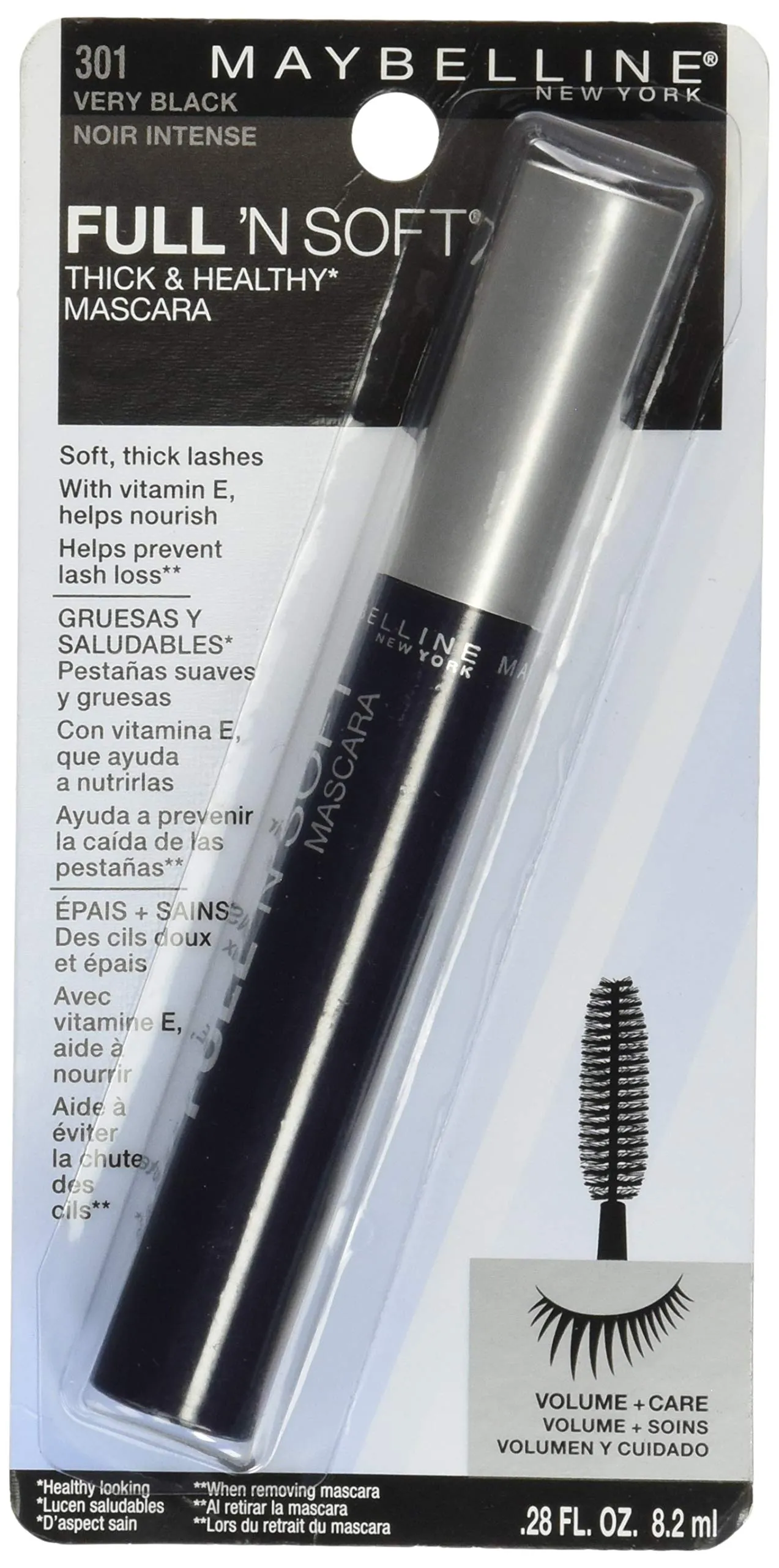 Maybelline Full 'N Soft Washable Mascara, Very Black, 1 Tube