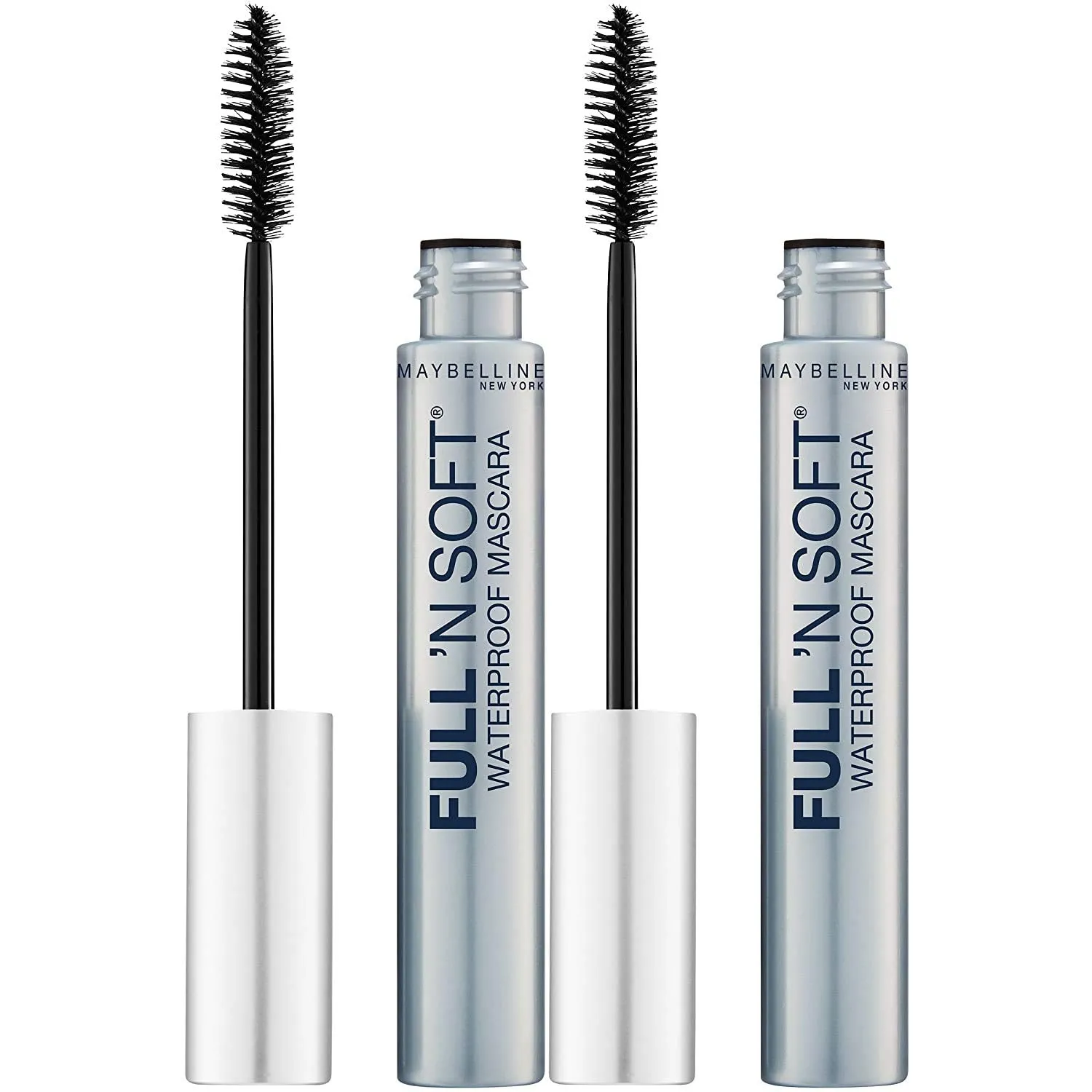 Maybelline Full 'N Soft Waterproof Mascara, Very Black [311], 0.28 oz (Pack of 2)