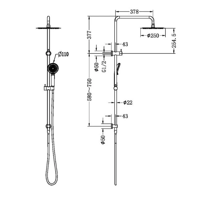 Nero Round Project Twin Shower 4 Star Rating Gun Metal