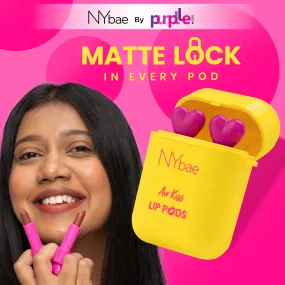 NY Bae Air Kiss Lip Pods - Everyday Affair 02 (2.4g)| Creamy Matte Lipstick | Brown & Nude Lipstick | Long Lasting | Lip & Cheek Stain | Moisturising | Airpods Case | Travel Kit