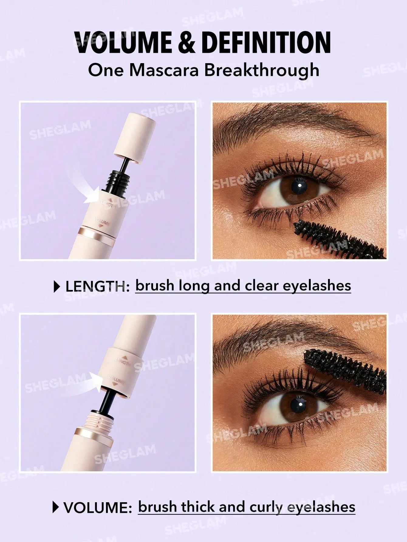 SHEGLAM Lash Besties 2-In-1 Mascara Volumizing Double Head Brush Easy To Remove No Smudge