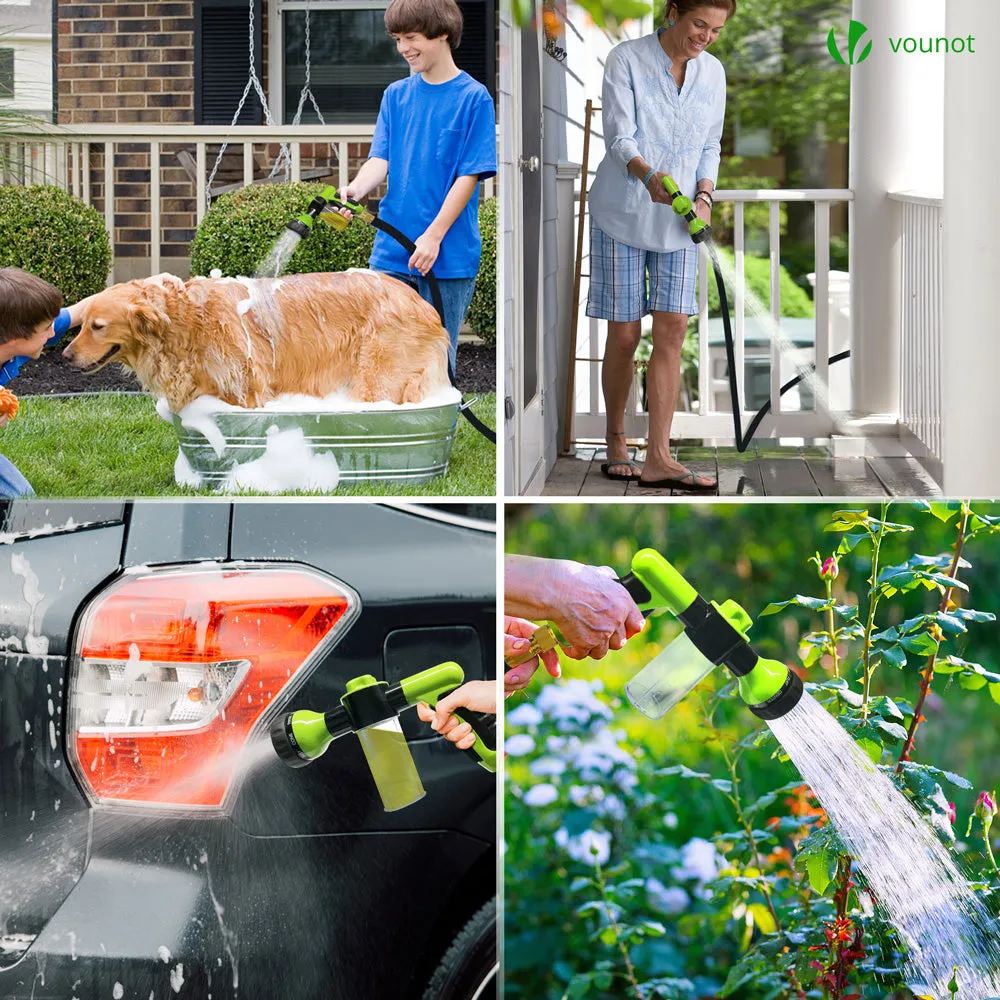 VOUNOT Flexible Garden Hose 100FT, 8 Modes with Soap Dispenser Black