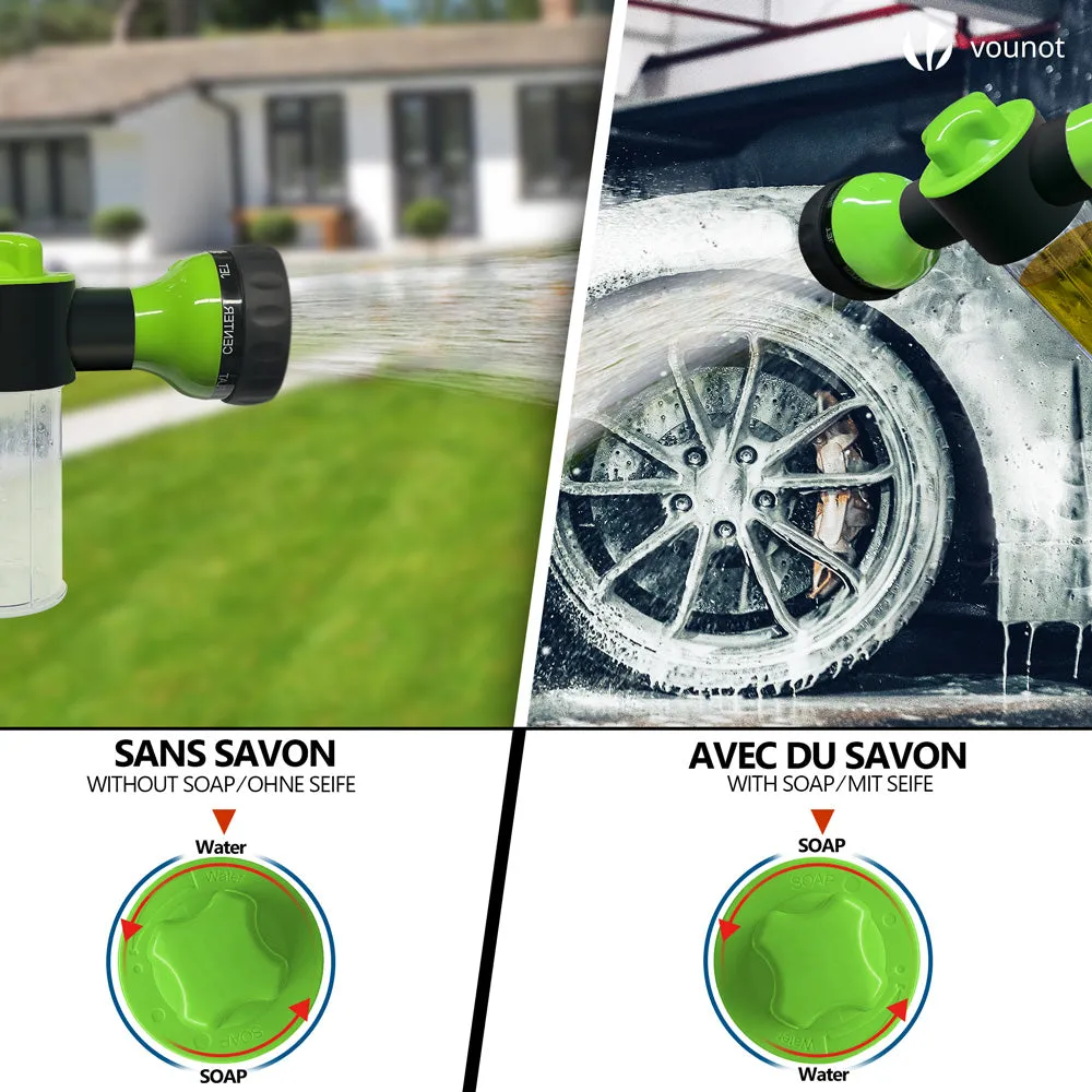 VOUNOT Flexible Garden Hose 100FT, 8 Modes with Soap Dispenser Black