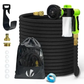 VOUNOT Flexible Garden Hose 100FT, 8 Modes with Soap Dispenser Black